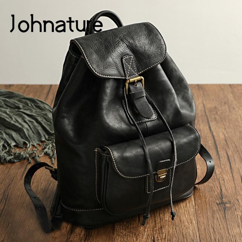 Leather Backpack Vintage - Zaino da Viaggio Johnature in Vera