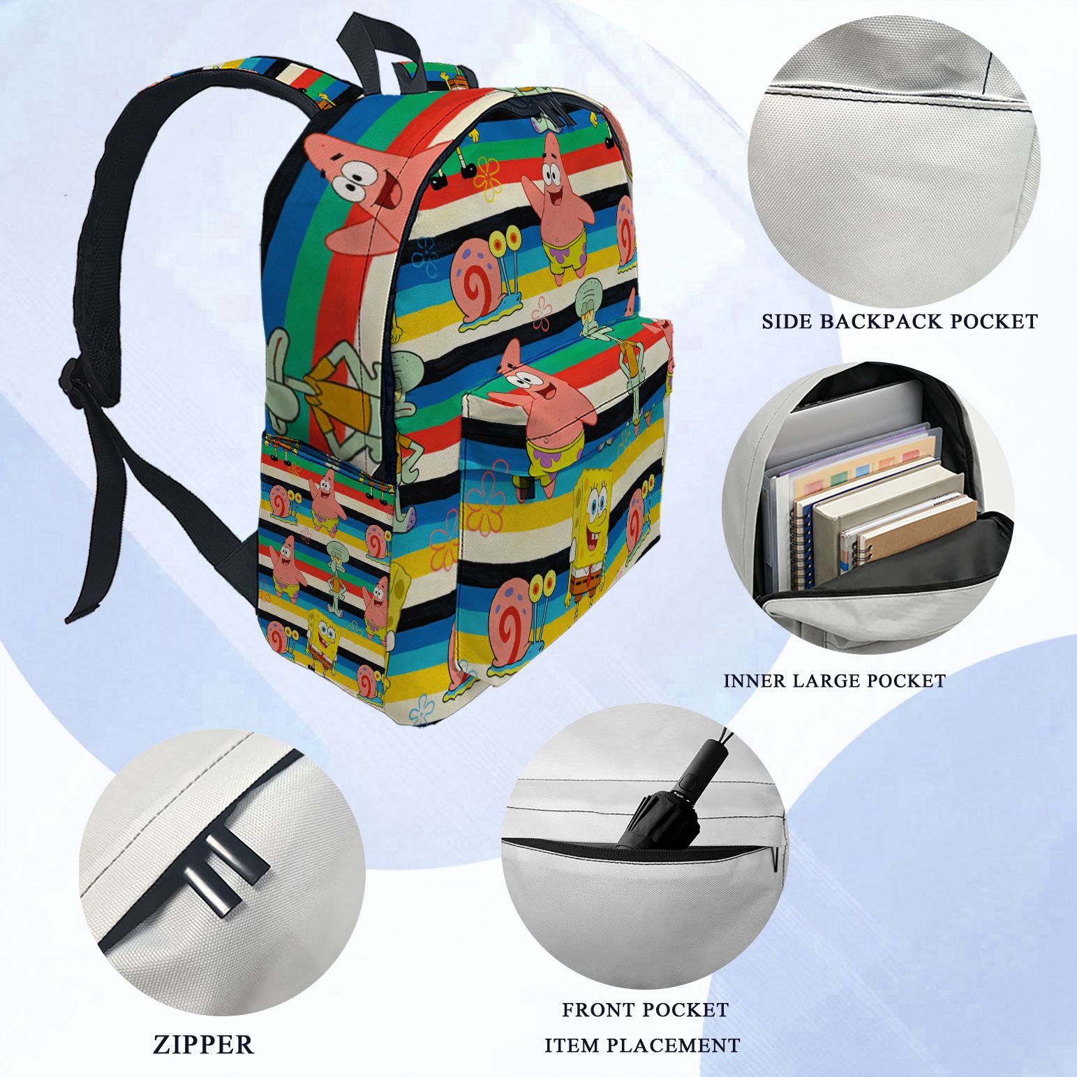 Zaino con stampa a righe Spong - School Backpack Teen recensione e prezzo
