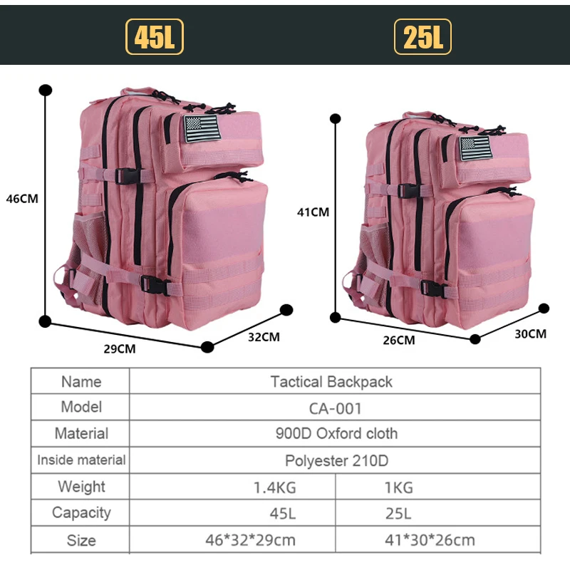 Zaino tattico 25L/45L 3P per u - Rucksack Military Style recensione e prezzo